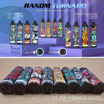 Randm tornado 6000 puff dengan kumparan mesh